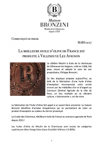 MAISON BRONZINI - Communiqué de presse