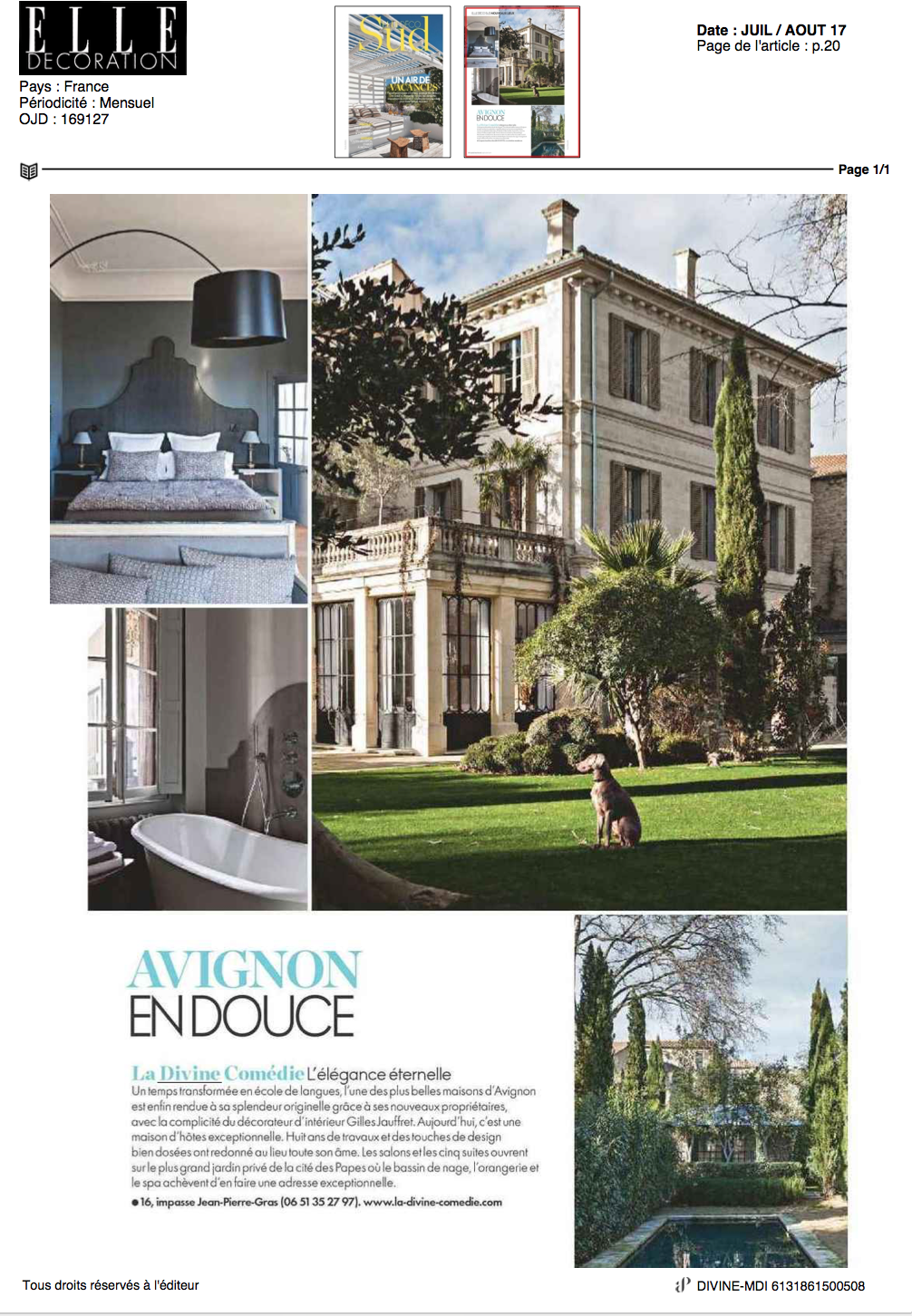 HOTEL ET LODGE 2017 # La divine comédie, avignon